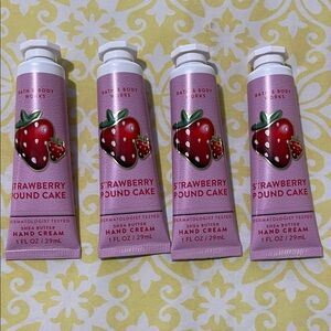 Bath & Body Works Strawberry Poundcake Hand Cream /Lotion Set of 4, 1 oz tubes